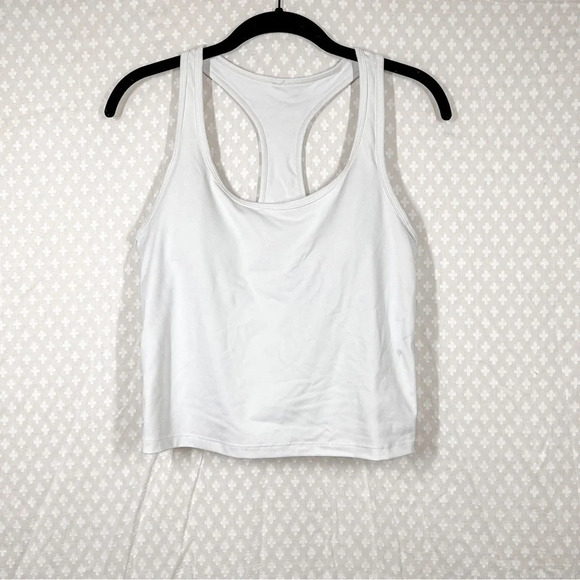 Fabletics White Racerback Built In Bra Crop Tank Top - Picture 1 of 5